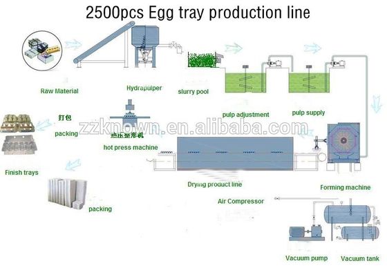 34KW document Ei Tray Making Machine 7000pcs/H voor Wijnpakken