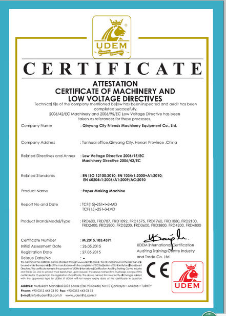 China Qinyang City Haiyang Papermaking Machinery Co., Ltd certificaten